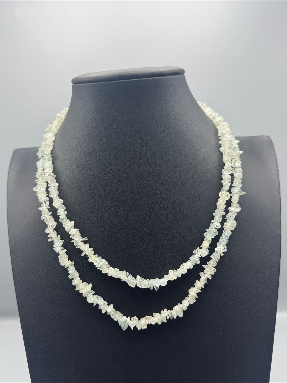 Aquamarine chip stone necklace